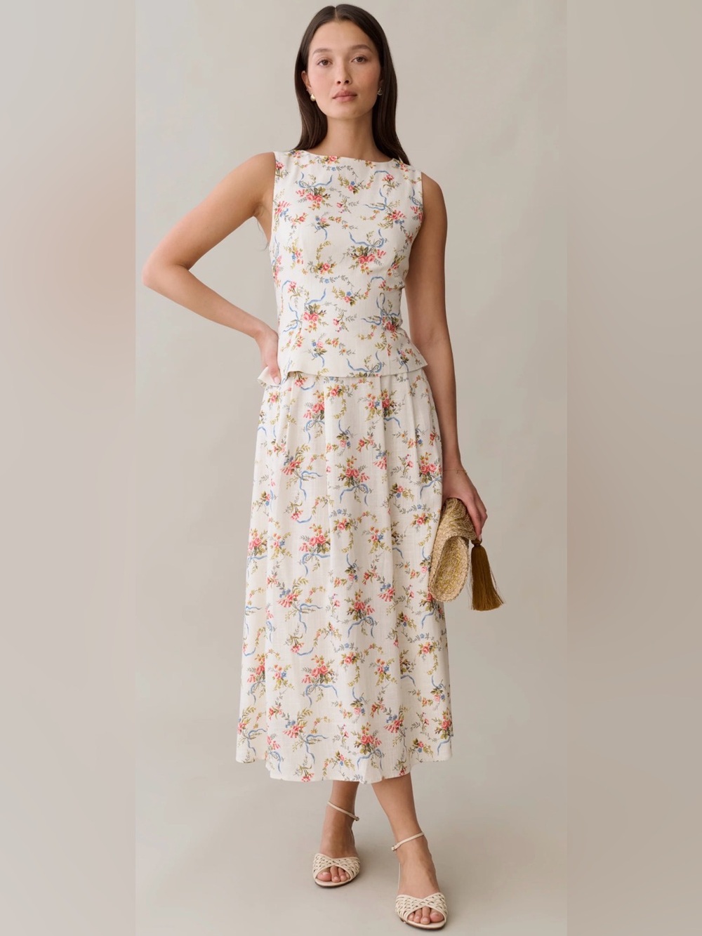 Few Moda sorella NWT Aveline Floral Ivory Skirt Set